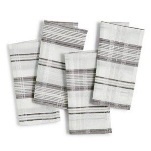 Elrene Shimmering Plaid Napkin Set of 4 Silver